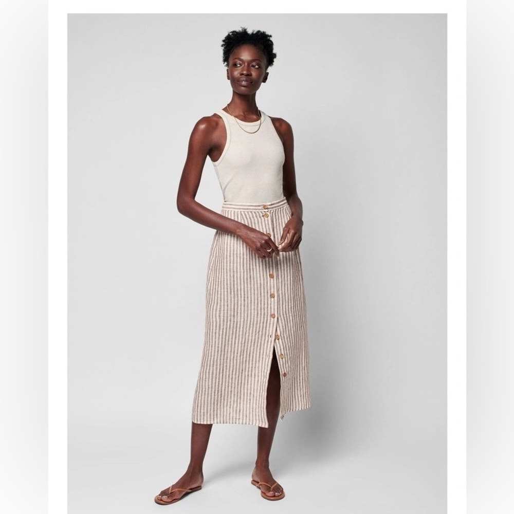 Faherty Low Tide Stripe Billie Skirt in Bronze